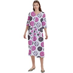 Pattern Seamless Design Decorative Women s Cotton 3/4 Sleeve Nightgown by Maspions