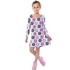 Pattern Seamless Design Decorative Kids  Long Sleeve Velvet Dress