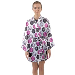 Pattern Seamless Design Decorative Long Sleeve Satin Kimono