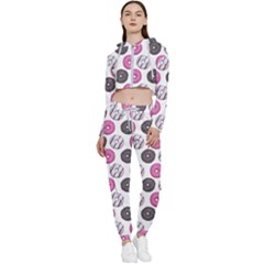 Pattern Seamless Design Decorative Cropped Zip Up Lounge Set by Maspions