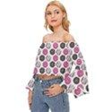 Pattern Seamless Design Decorative Off Shoulder Flutter Bell Sleeve Top View2