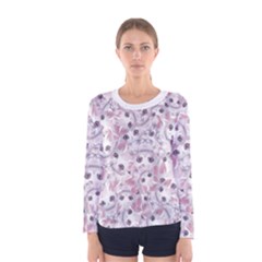 Sweet Kawaii Kitty Pattern (ai) Bk Women s Long Sleeve T-shirt