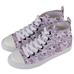 Sweet Kawaii Kitty Pattern (ai) Bk Women s Mid-top Canvas Sneakers by dflcprintsclothing