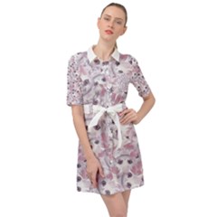 Sweet Kawaii Kitty Pattern (ai) Bk Belted Shirt Dress by dflcprintsclothing