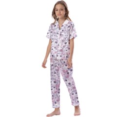 Sweet Kawaii Kitty Pattern (ai) Bk Kids  Satin Short Sleeve Pajamas Set by dflcprintsclothing