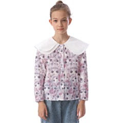 Sweet Kawaii Kitty Pattern (ai) Bk Kids  Peter Pan Collar Blouse by dflcprintsclothing