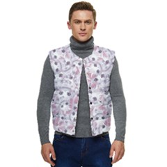 Sweet Kawaii Kitty Pattern (ai) Bk Men s Button Up Puffer Vest	