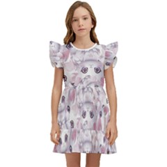 Sweet Kawaii Kitty Pattern (ai) Bk Kids  Winged Sleeve Dress by dflcprintsclothing