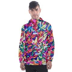 Colorful Candy Texture, Close-up Men s Front Pocket Pullover Windbreaker