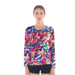 Colorful Candy Texture, Close-up Women s Long Sleeve T-shirt