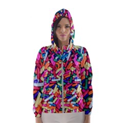 Colorful Candy Texture, Close-up Women s Hooded Windbreaker