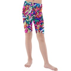 Colorful Candy Texture, Close-up Kids  Mid Length Swim Shorts by kyorashop23