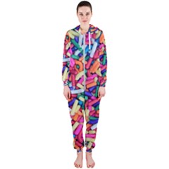 Colorful Candy Texture, Close-up Hooded Jumpsuit (ladies)