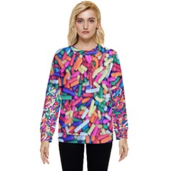 Colorful Candy Texture, Close-up Hidden Pocket Sweatshirt