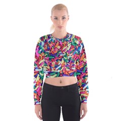 Colorful Candy Texture, Close-up Cropped Sweatshirt