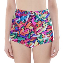 Colorful Candy Texture, Close-up High-waisted Bikini Bottoms by kyorashop23