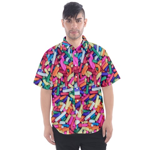 Colorful Candy Texture, Close-up Men s Short Sleeve Shirt by kyorashop23