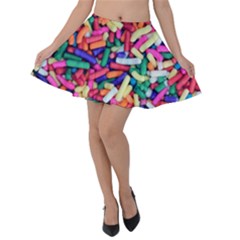 Colorful Candy Texture, Close-up Velvet Skater Skirt