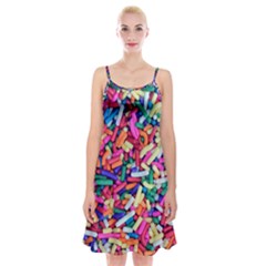 Colorful Candy Texture, Close-up Spaghetti Strap Velvet Dress