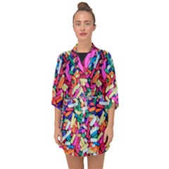 Colorful Candy Texture, Close-up Half Sleeve Chiffon Kimono