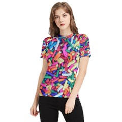 Colorful Candy Texture, Close-up Women s Short Sleeve Rash Guard by kyorashop23