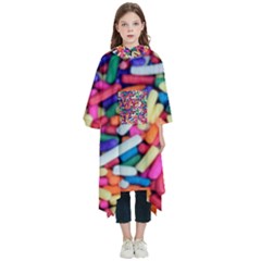 Colorful Candy Texture, Close-up Kids  Hooded Rain Ponchos