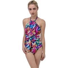 Colorful Candy Texture, Close-up Go With The Flow One Piece Swimsuit by kyorashop23