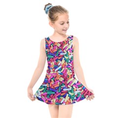 Colorful Candy Texture, Close-up Kids  Skater Dress Swimsuit by kyorashop23