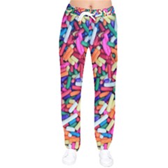 Colorful Candy Texture, Close-up Women Velvet Drawstring Pants