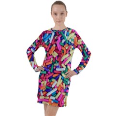 Colorful Candy Texture, Close-up Long Sleeve Hoodie Dress