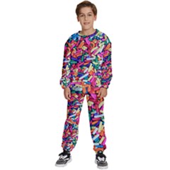 Colorful Candy Texture, Close-up Kids  Sweatshirt Set