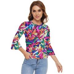 Colorful Candy Texture, Close-up Bell Sleeve Top