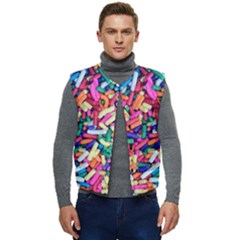 Colorful Candy Texture, Close-up Men s Button Up Puffer Vest	