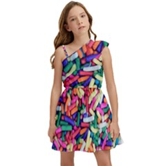 Colorful Candy Texture, Close-up Kids  One Shoulder Party Dress by kyorashop23