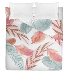 Feathers, Boho, Cute, Feather, Pastel Duvet Cover Double Side (queen Size) by kyorashop23