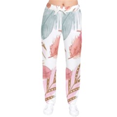 Feathers, Boho, Cute, Feather, Pastel Women Velvet Drawstring Pants by kyorashop23