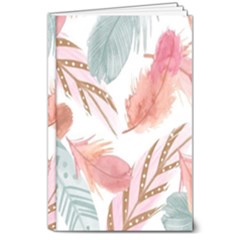 Feathers, Boho, Cute, Feather, Pastel 8  X 10  Hardcover Notebook by kyorashop23