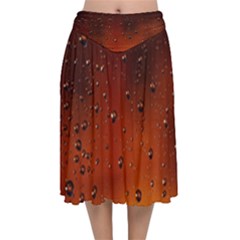 Water Drops, Lui, Amazing Velvet Flared Midi Skirt