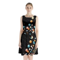 Ballons Night Party Sleeveless Waist Tie Chiffon Dress by kyorashop23