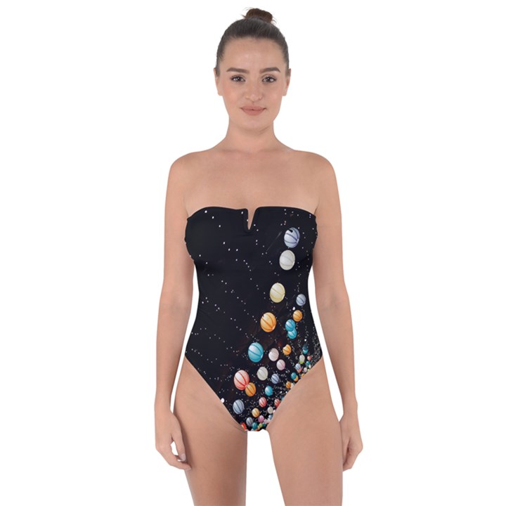 Ballons Night Party Tie Back One Piece Swimsuit