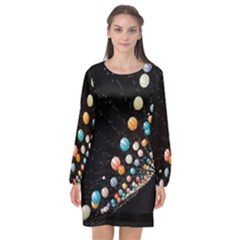 Ballons Night Party Long Sleeve Chiffon Shift Dress  by kyorashop23