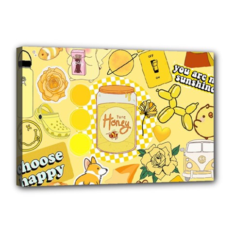 Marillo Pastel Zkt, Aesthetic, Stickers, Yellow Canvas 18  X 12  (stretched) by kyorashop23