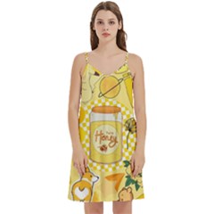 Marillo Pastel Zkt, Aesthetic, Stickers, Yellow Mini Camis Dress With Pockets