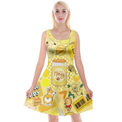 Marillo Pastel Zkt, Aesthetic, Stickers, Yellow Reversible Velvet Sleeveless Dress