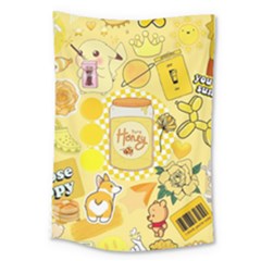 Marillo Pastel Zkt, Aesthetic, Stickers, Yellow Large Tapestry