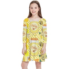 Marillo Pastel Zkt, Aesthetic, Stickers, Yellow Kids  Quarter Sleeve Skater Dress by kyorashop23