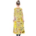 Marillo Pastel Zkt, Aesthetic, Stickers, Yellow Kids  Quarter Sleeve Maxi Dress View2