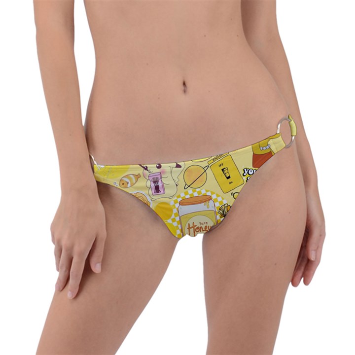 Marillo Pastel Zkt, Aesthetic, Stickers, Yellow Ring Detail Bikini Bottoms