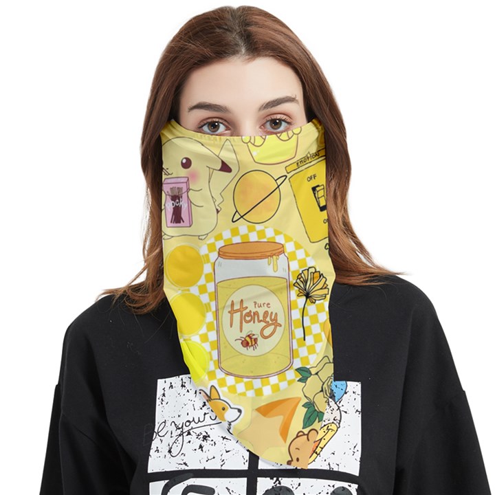 Marillo Pastel Zkt, Aesthetic, Stickers, Yellow Face Covering Bandana (Triangle)