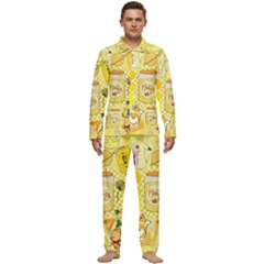 Marillo Pastel Zkt, Aesthetic, Stickers, Yellow Men s Long Sleeve Velvet Pocket Pajamas Set by kyorashop23